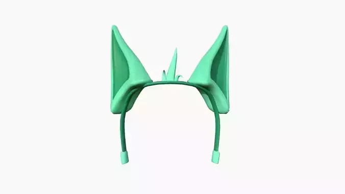 Furry Ears Tiara D07 Green - Headband Character Design Low-poly 3D model