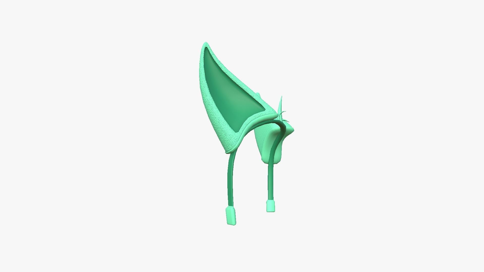 Furry Ears Tiara D07 Green - Headband Character Design Low-poly 3D model_3