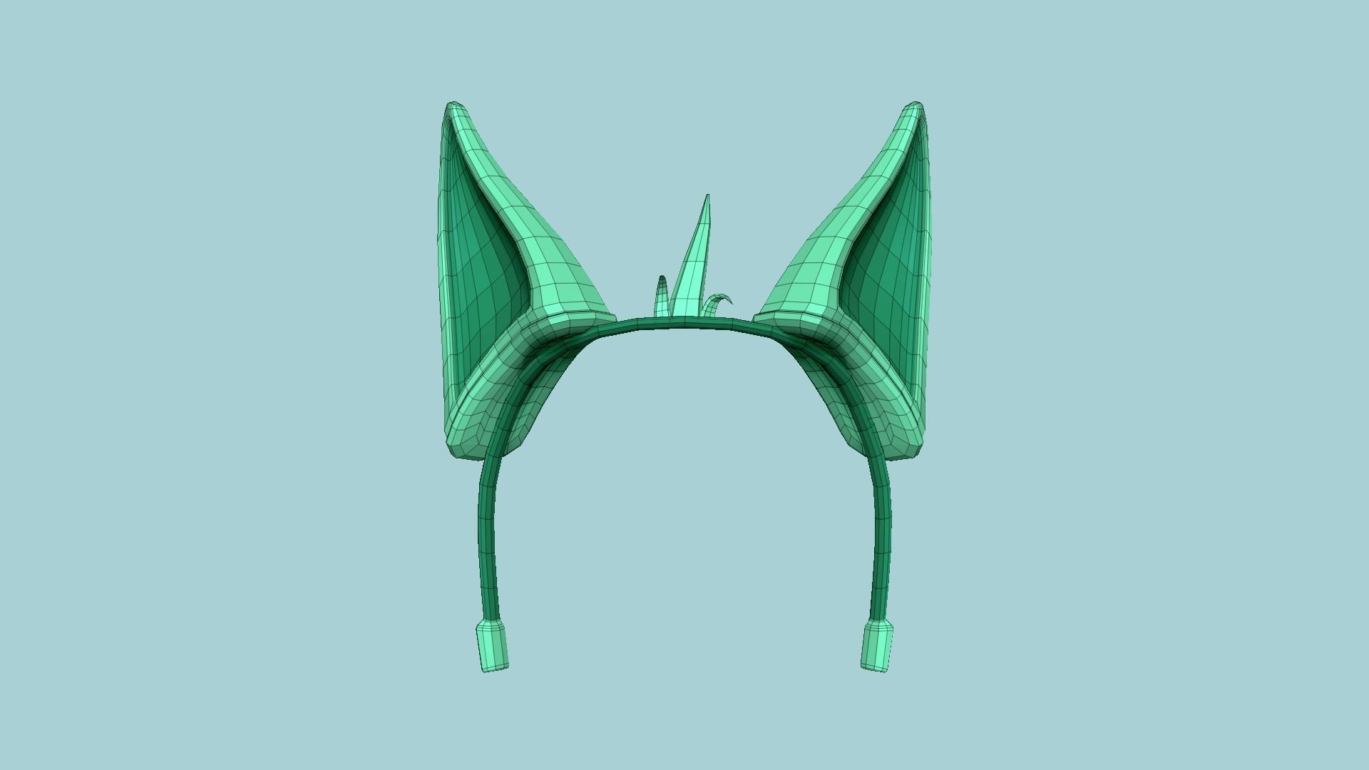 Furry Ears Tiara D07 Green - Headband Character Design Low-poly 3D model_6