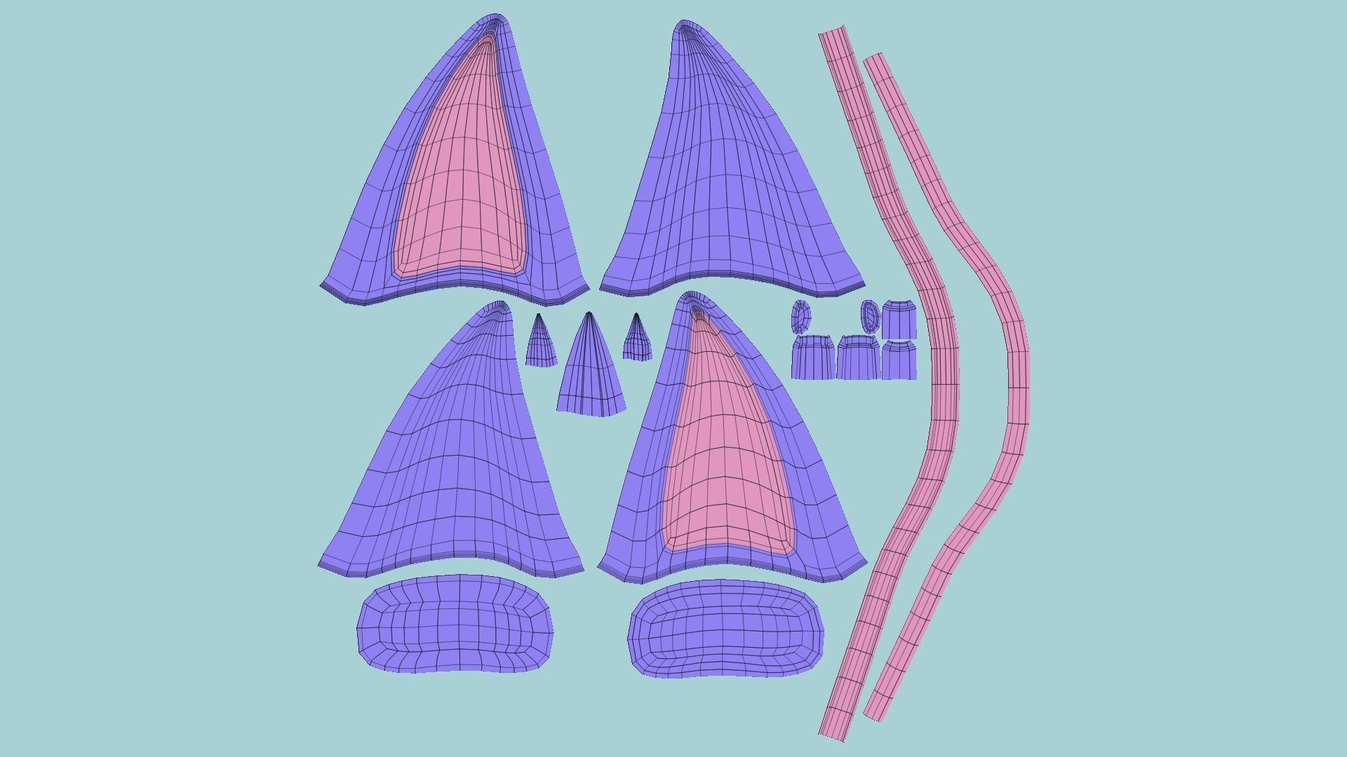 Furry Ears Tiara D08 Purple - Headband Character Design Low-poly 3D model_5