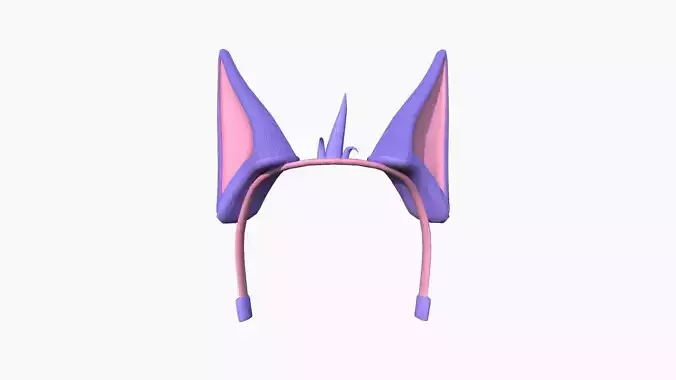 Furry Ears Tiara D08 Purple - Headband Character Design Low-poly 3D model