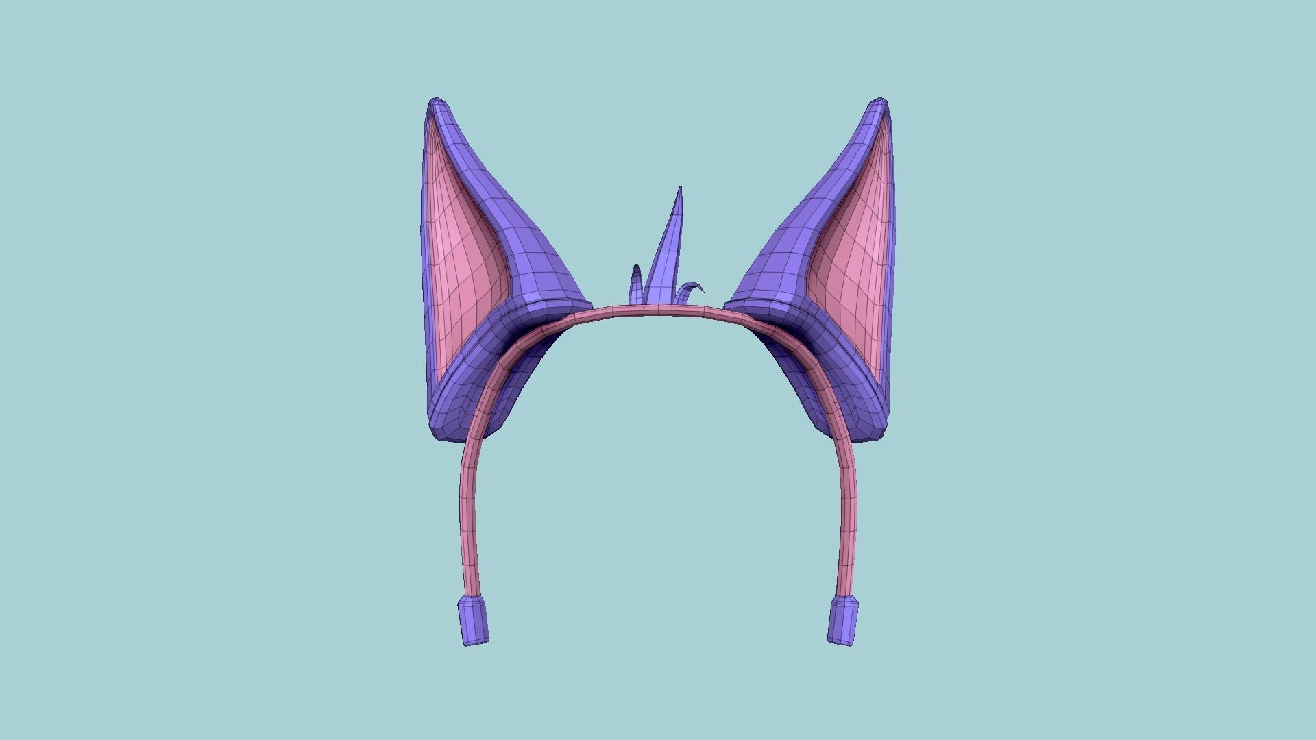 Furry Ears Tiara D08 Purple - Headband Character Design Low-poly 3D model_6