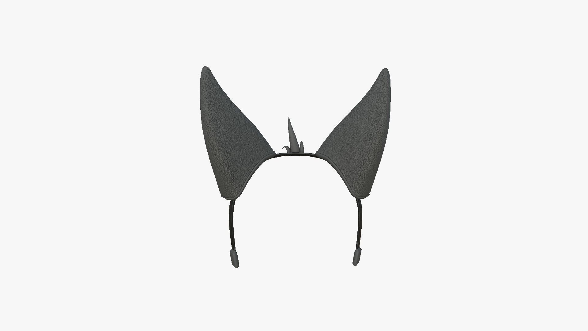 Furry Ears Tiara D09 Full Black - Headband Character Design Low-poly 3D model_4