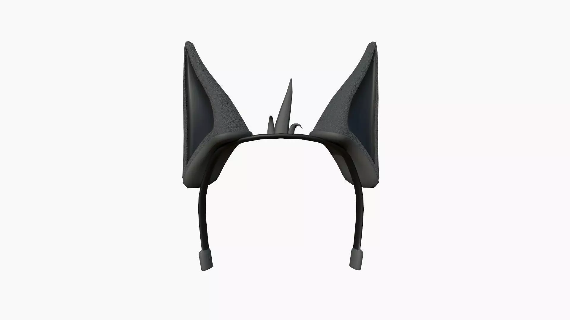 Furry Ears Tiara D09 Full Black - Headband Character Design Low-poly 3D model_0