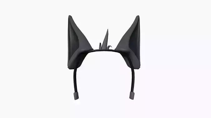 Furry Ears Tiara D09 Full Black - Headband Character Design Low-poly 3D model