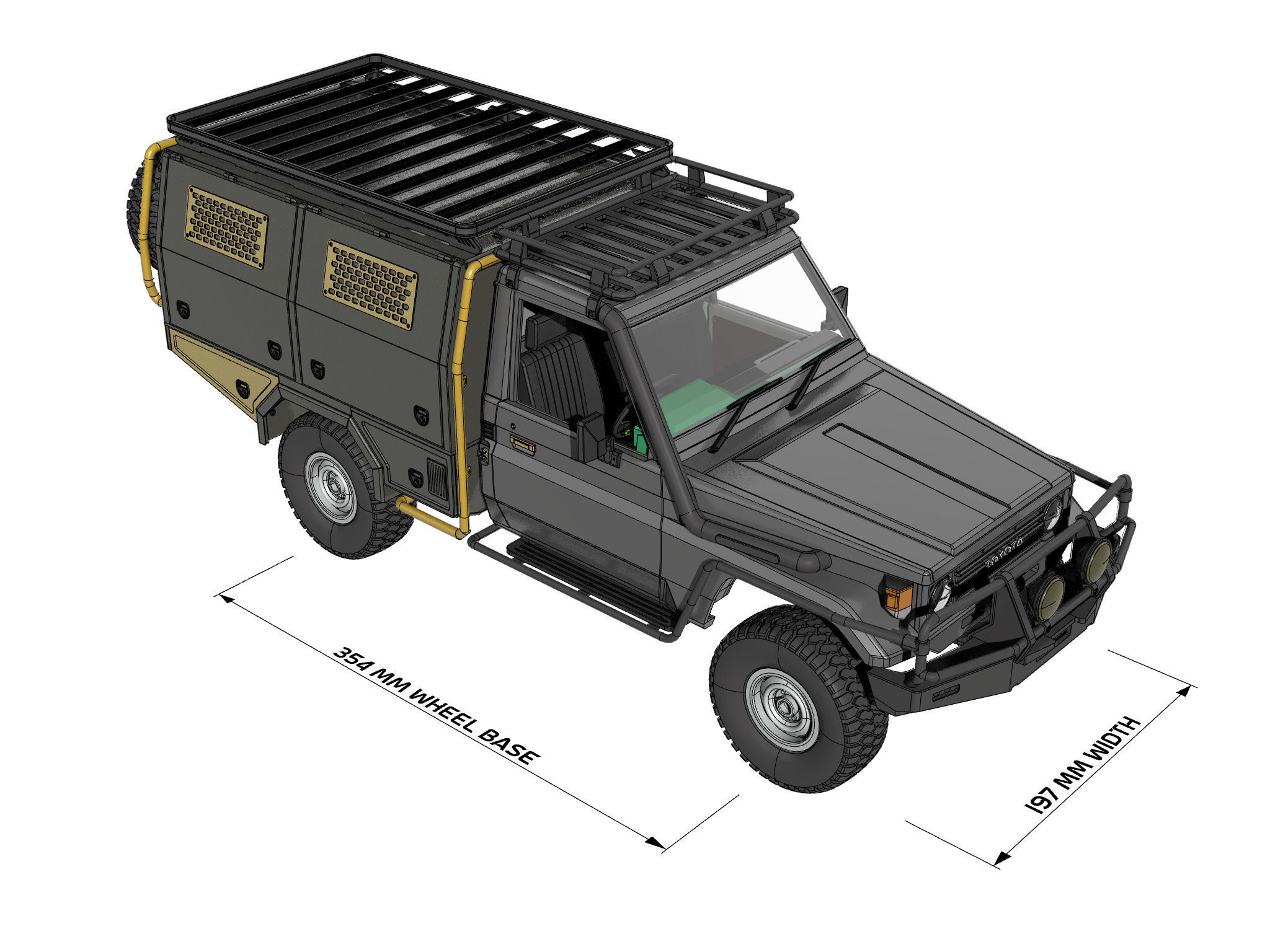 TOYOTA LAND CRUISER FJ75 WITH FULL CANOPY  FOR 1 10 RC chassis 3D print model_5