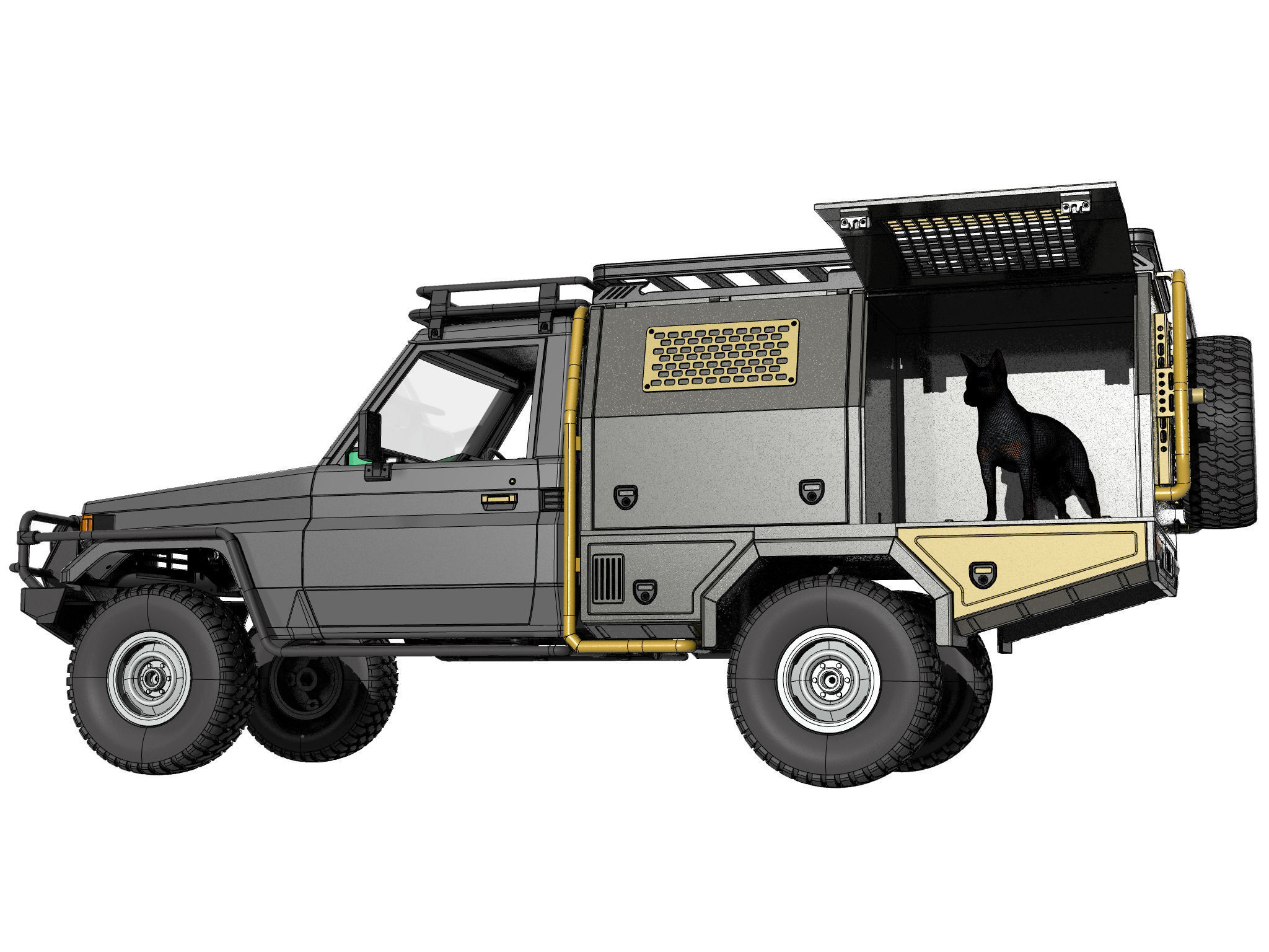 TOYOTA LAND CRUISER FJ75 WITH FULL CANOPY  FOR 1 10 RC chassis 3D print model_2