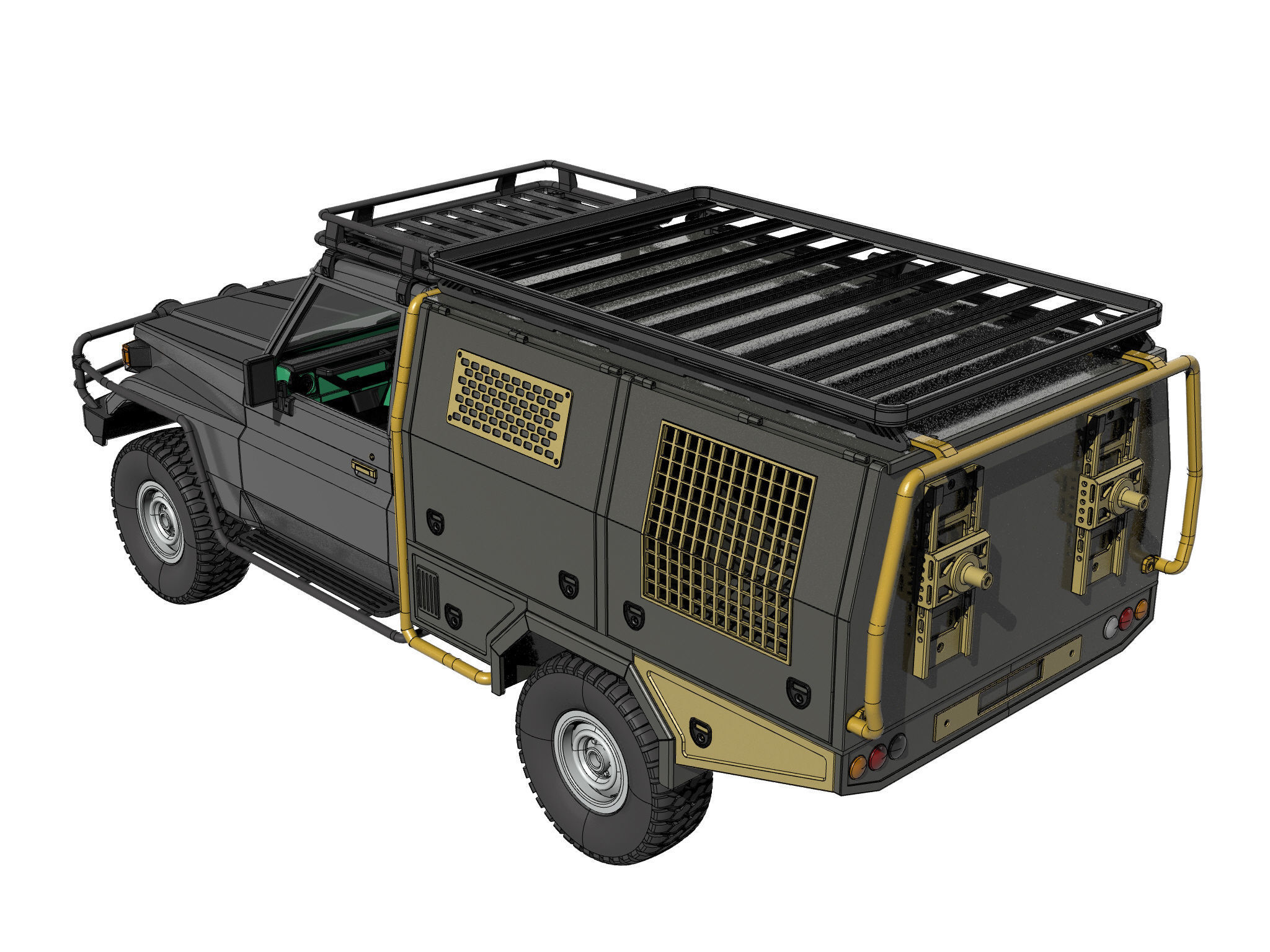 TOYOTA LAND CRUISER FJ75 WITH FULL CANOPY  FOR 1 10 RC chassis 3D print model_3
