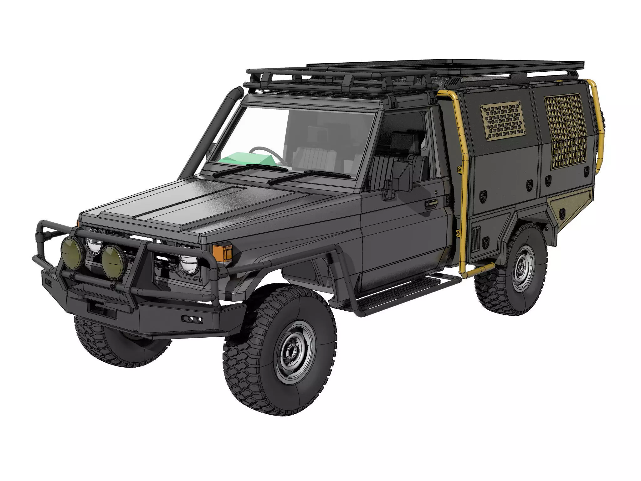 TOYOTA LAND CRUISER FJ75 WITH FULL CANOPY  FOR 1 10 RC chassis 3D print model_0