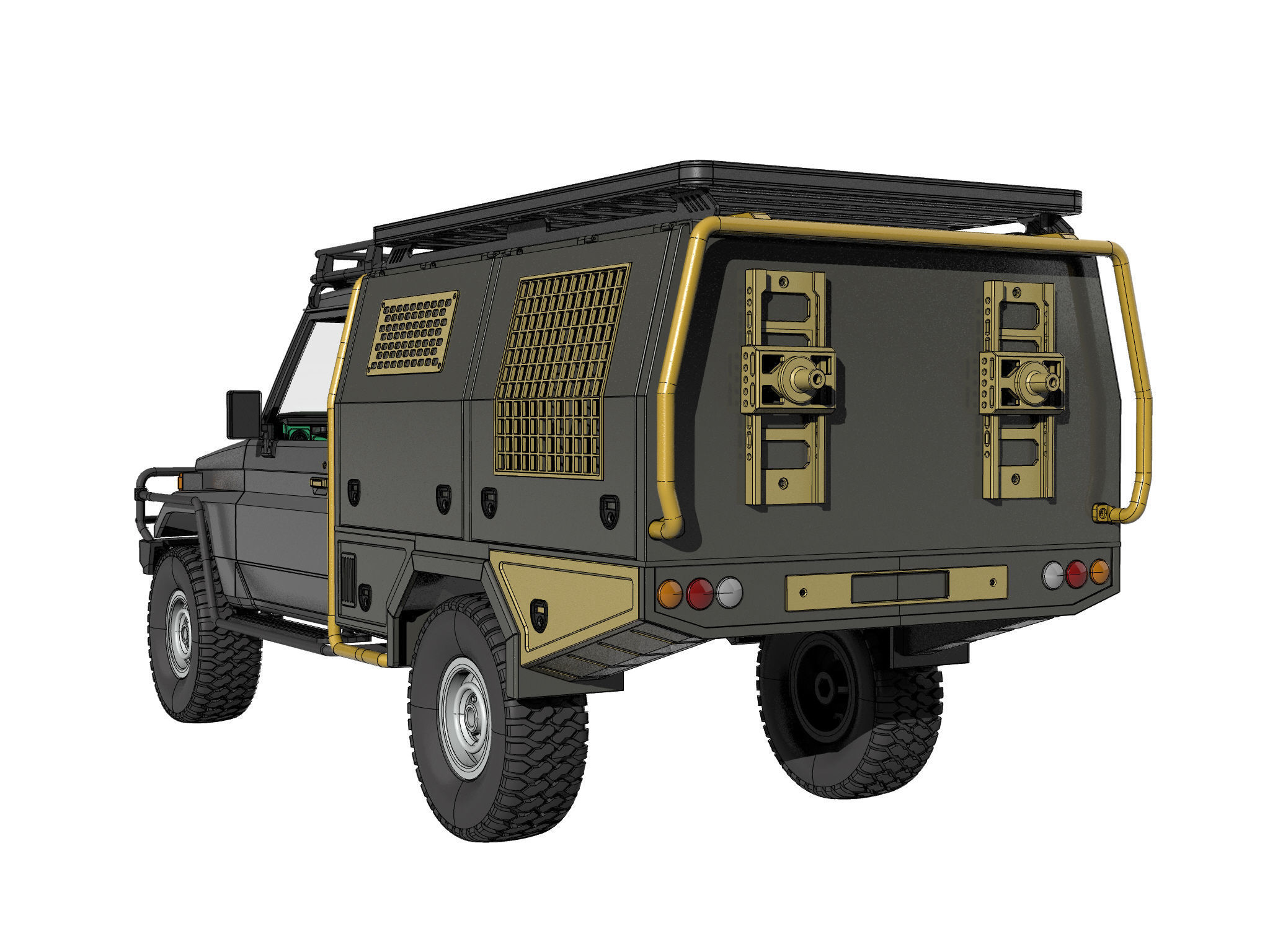 TOYOTA LAND CRUISER FJ75 WITH FULL CANOPY  FOR 1 10 RC chassis 3D print model_1