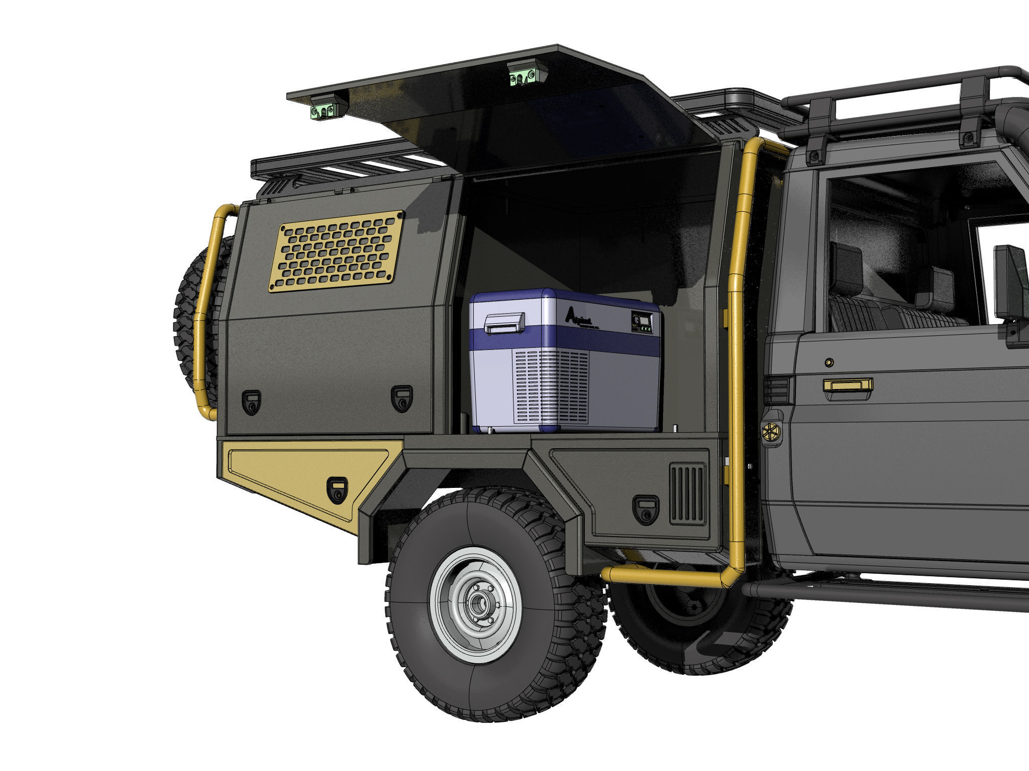 TOYOTA LAND CRUISER FJ75 WITH FULL CANOPY  FOR 1 10 RC chassis 3D print model_15