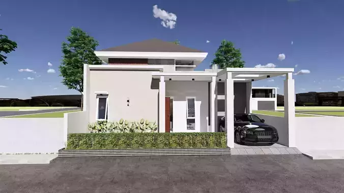 Modern House Design 1 Floor full interior rady enscape render