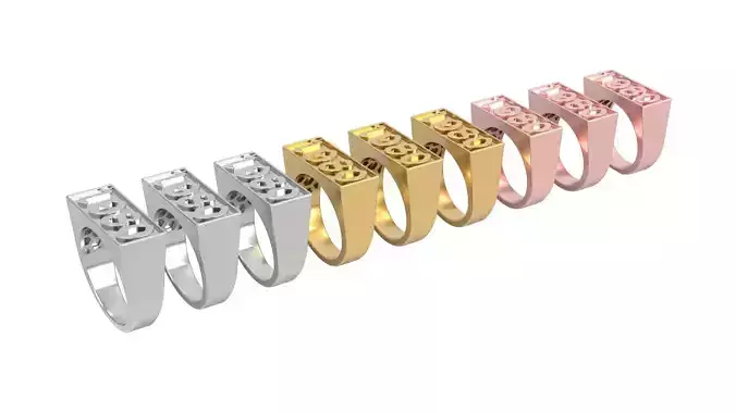1980 - 1989 Ring Set with and without gallery Size 5 - 9 US 3D Model Collection