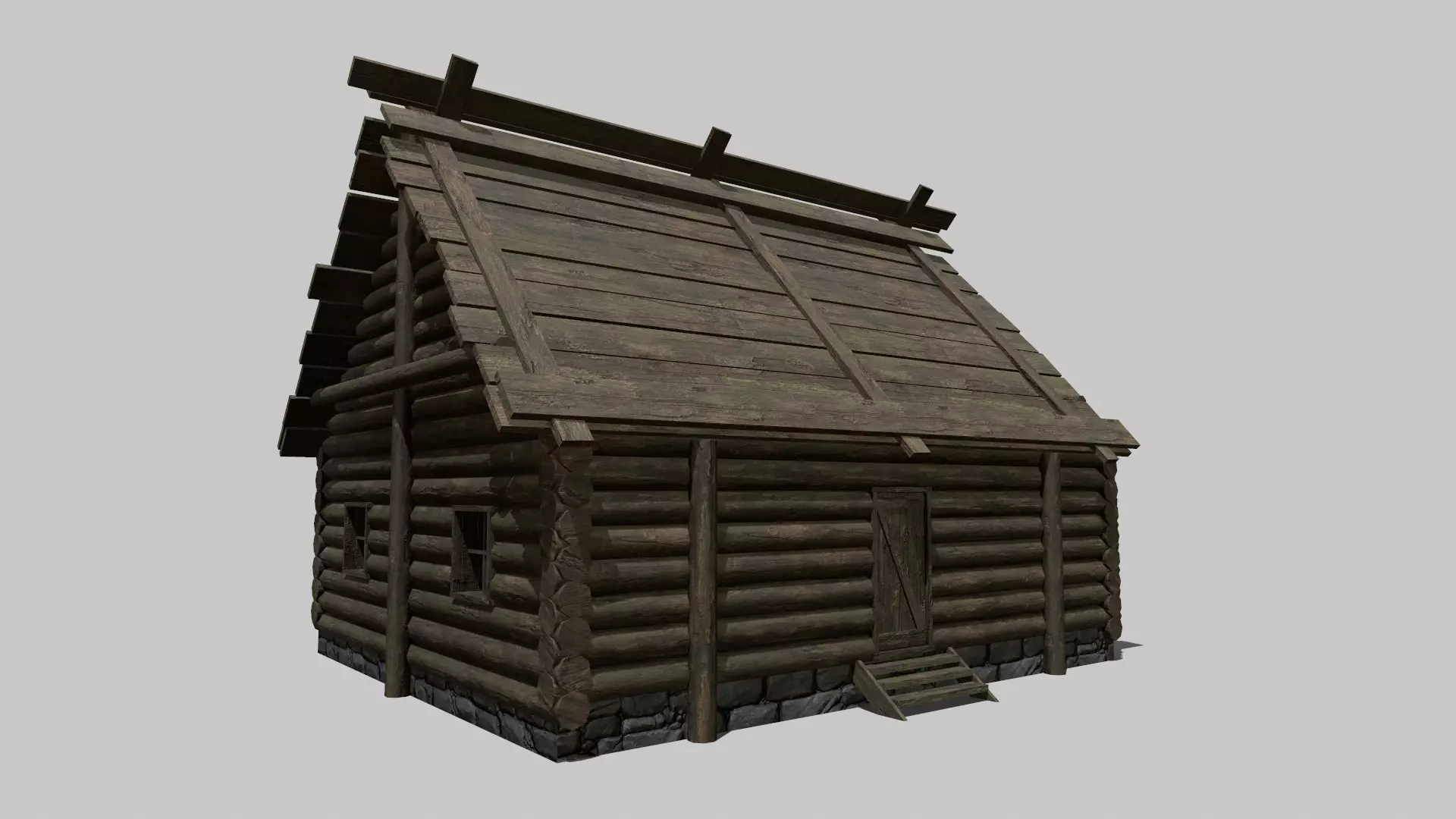 Log Cottage Free low-poly 3D model_0