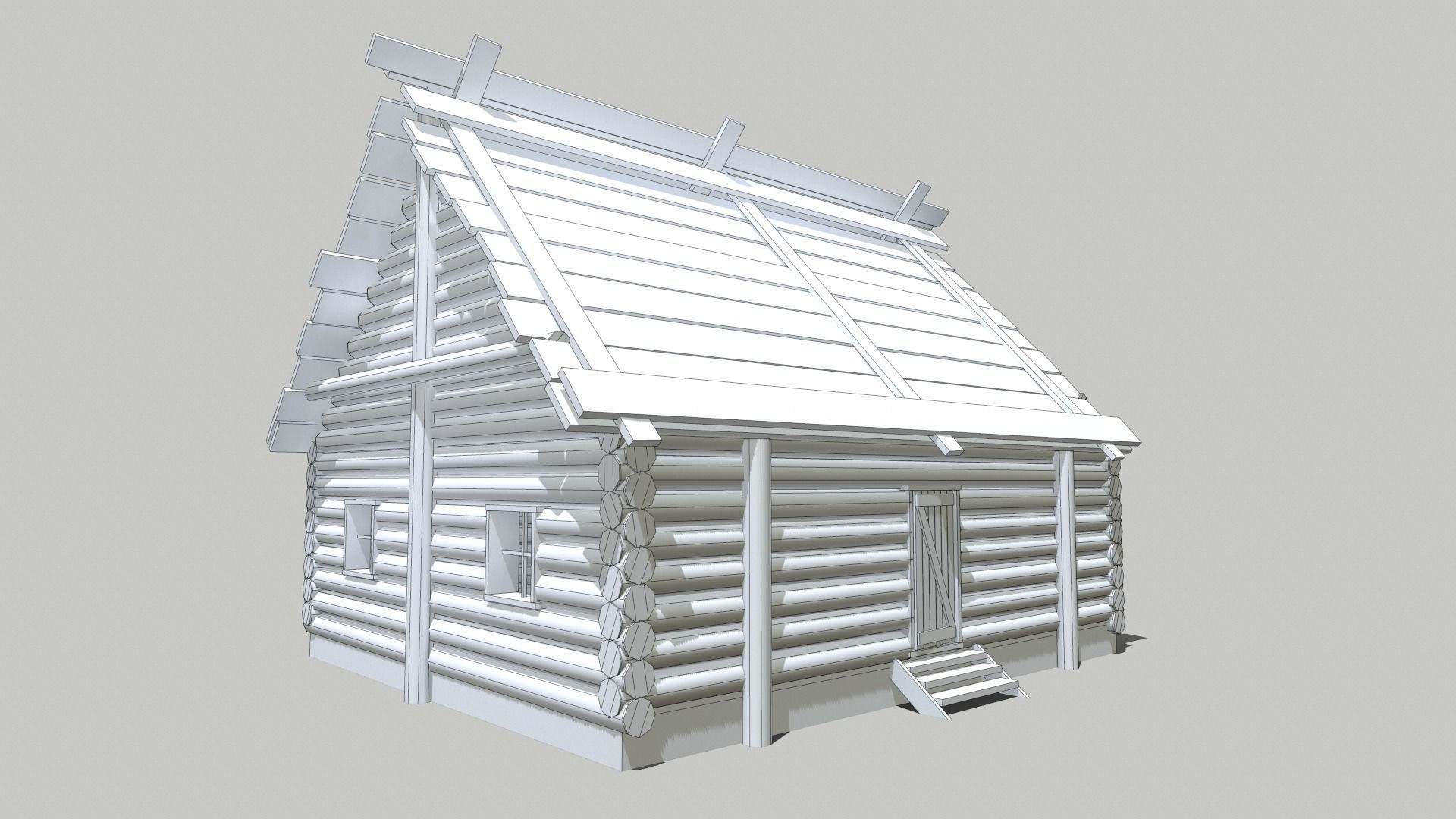 Log Cottage Free low-poly 3D model_8