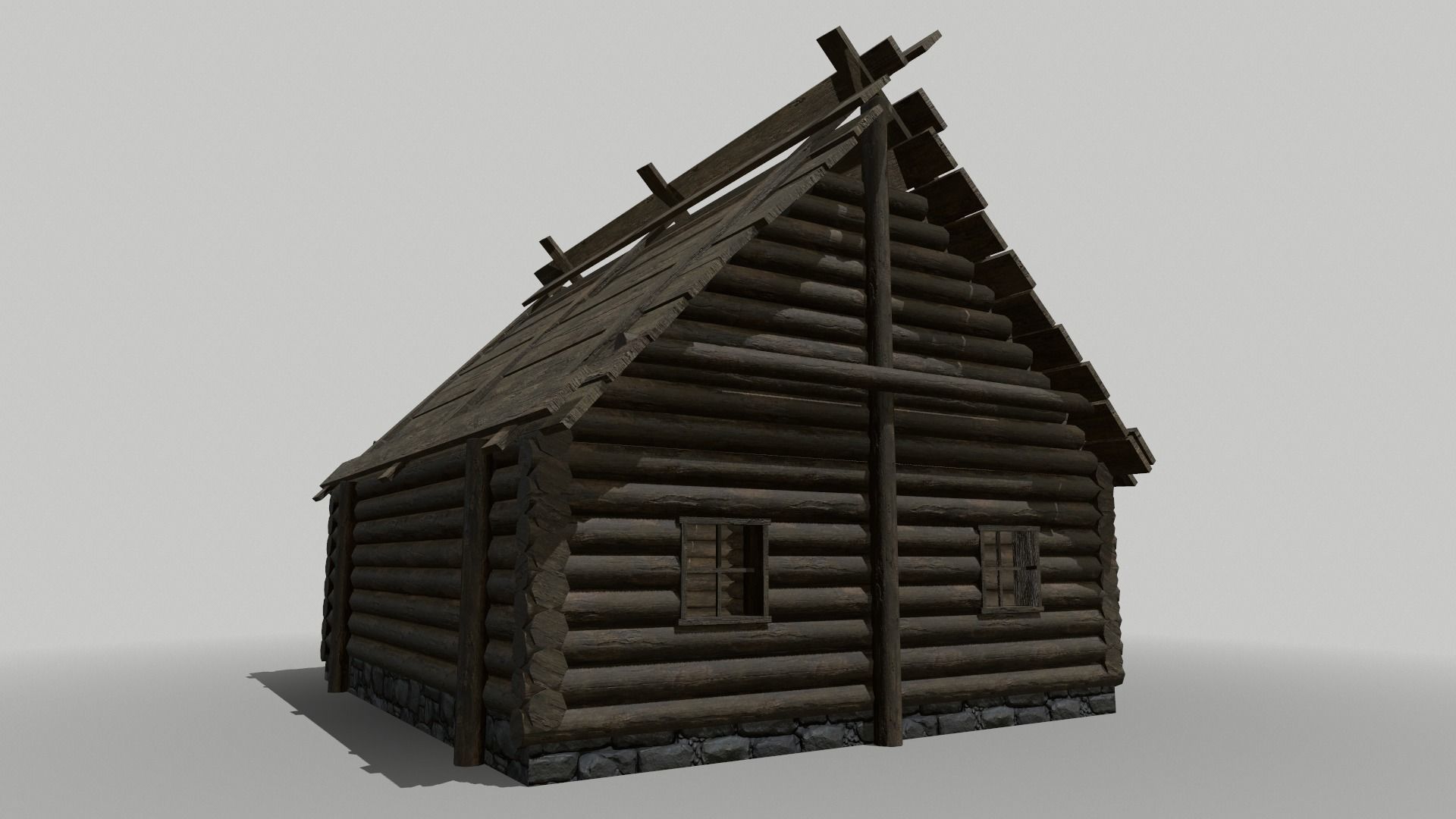 Log Cottage Free low-poly 3D model_2