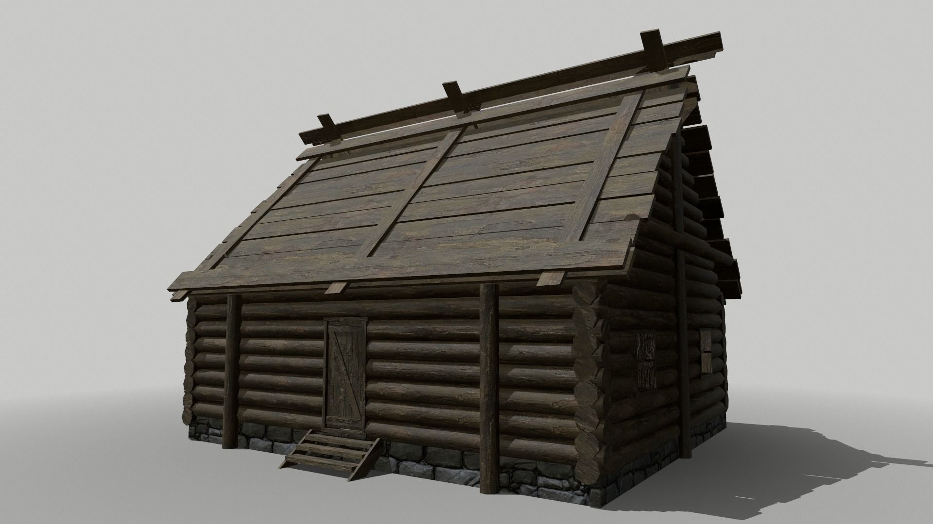 Log Cottage Free low-poly 3D model_4