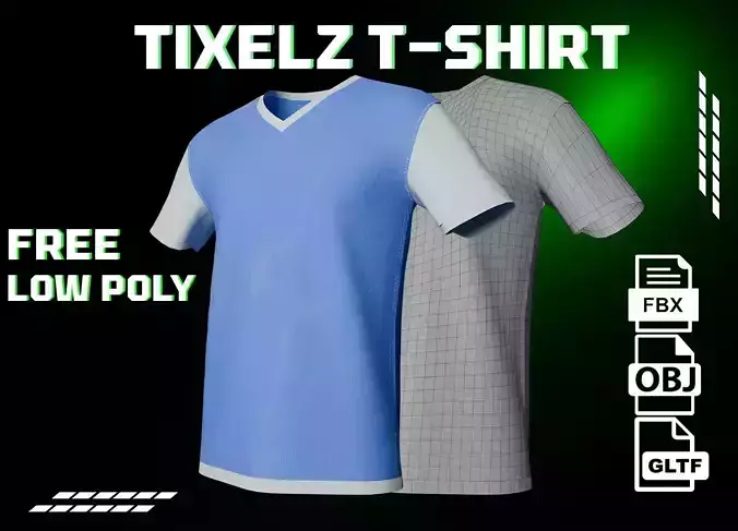 free t-shirt by tixelz Free low-poly 3D model