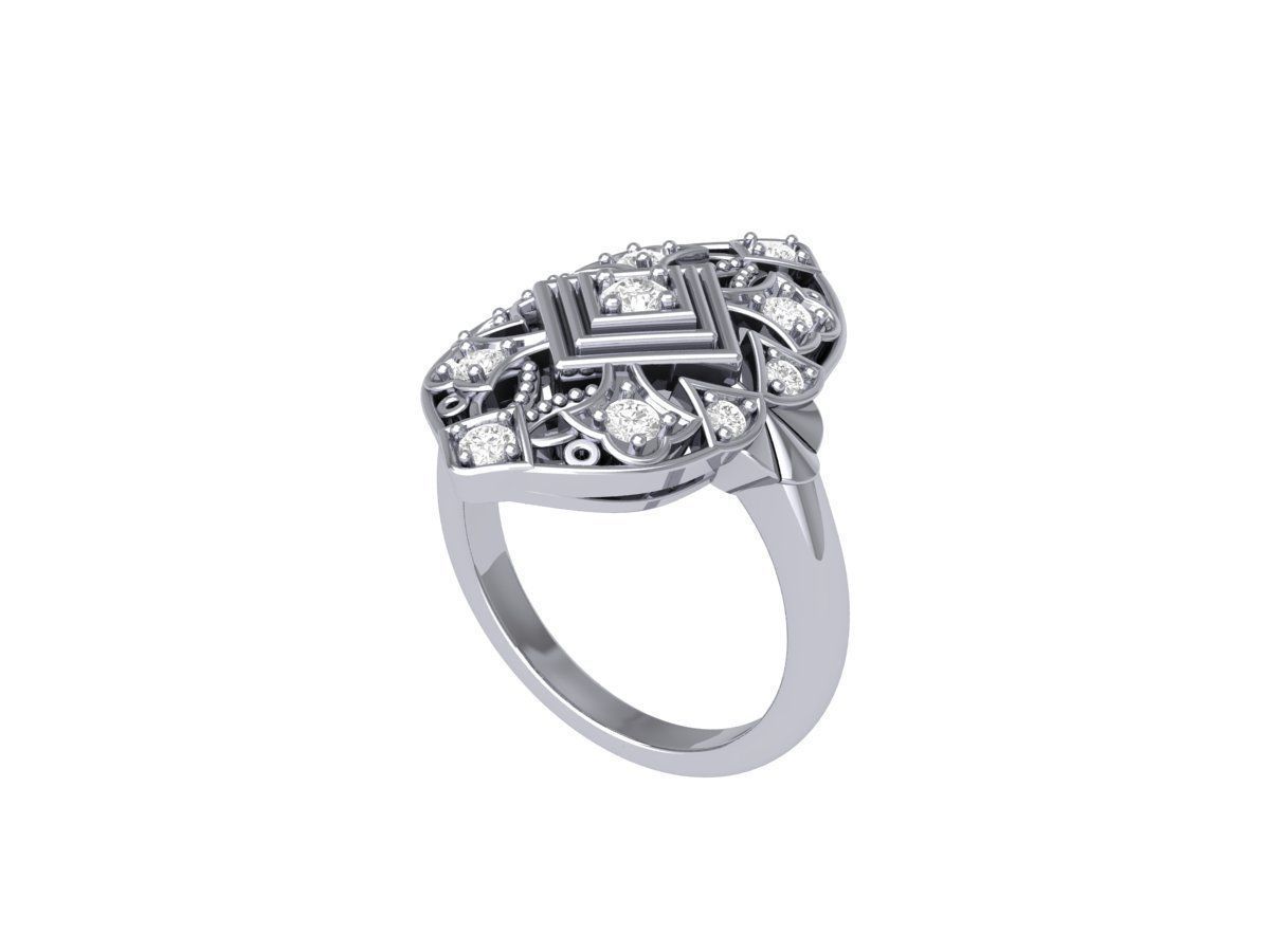 Art-Deco-Ring 3D print model_3