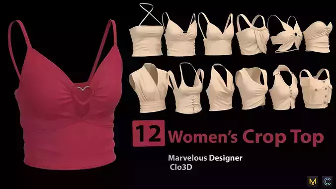12 Womens Crop Top 3D model