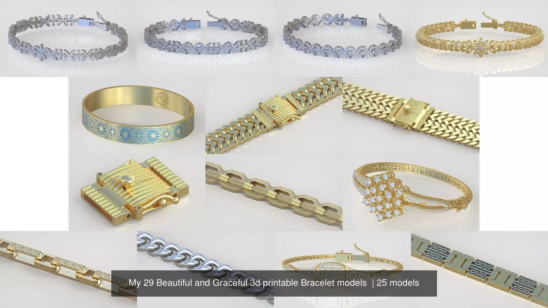 My 29 Beautiful and Graceful 3d printable Bracelet models 3D Model Collection_2