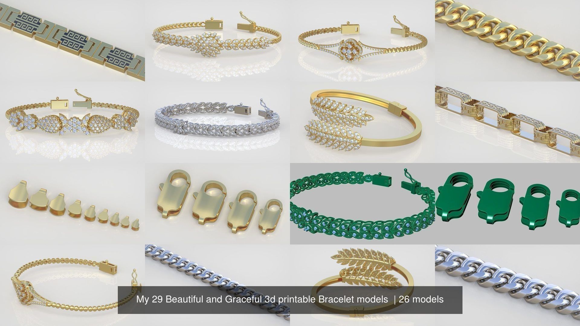 My 29 Beautiful and Graceful 3d printable Bracelet models 3D Model Collection_6