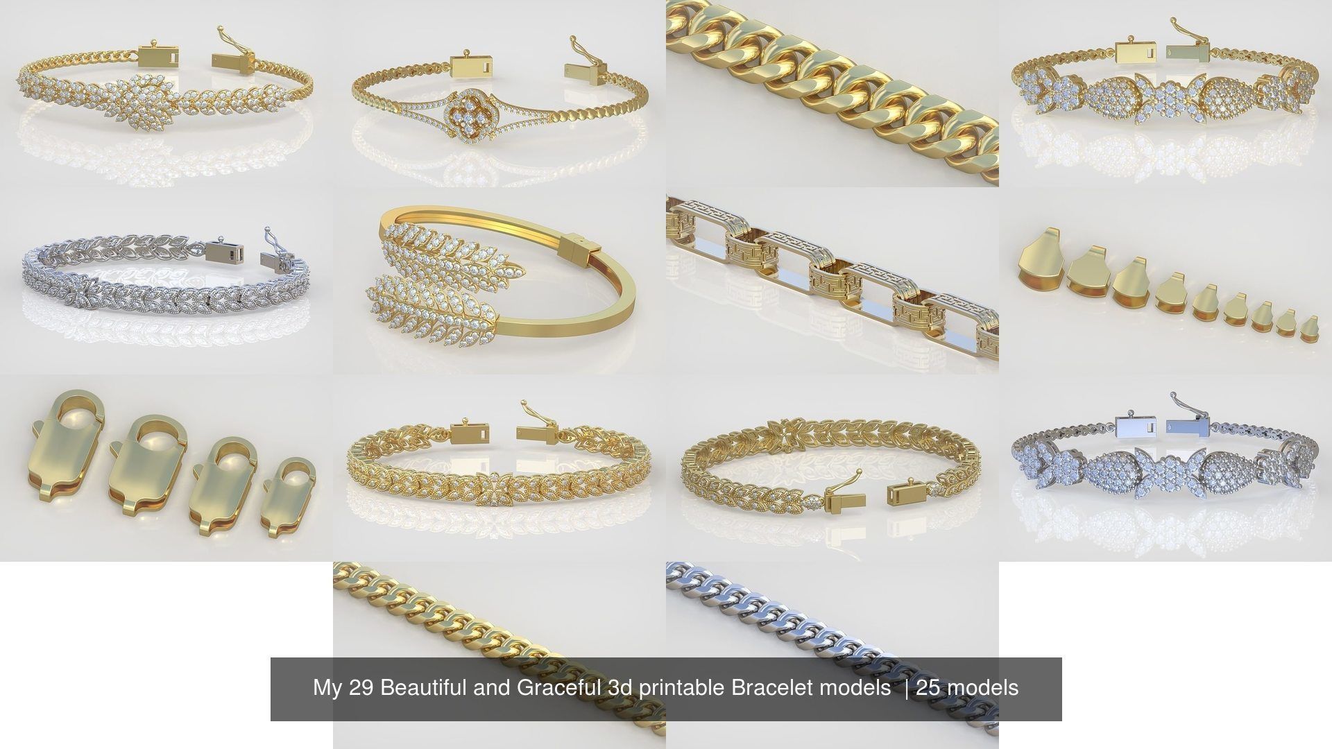 My 29 Beautiful and Graceful 3d printable Bracelet models 3D Model Collection_8