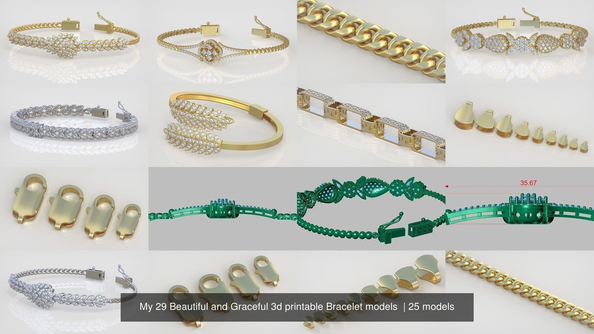 My 29 Beautiful and Graceful 3d printable Bracelet models 3D Model Collection_7