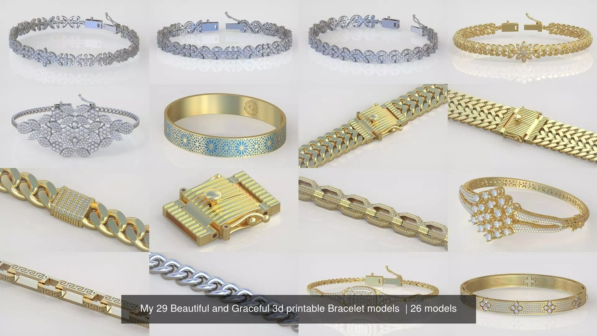 My 29 Beautiful and Graceful 3d printable Bracelet models 3D Model Collection_1