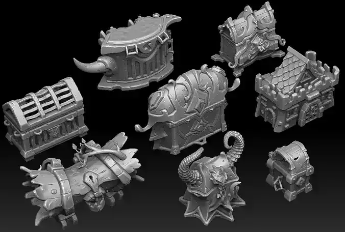 Fantasy chests 2 3d print collection