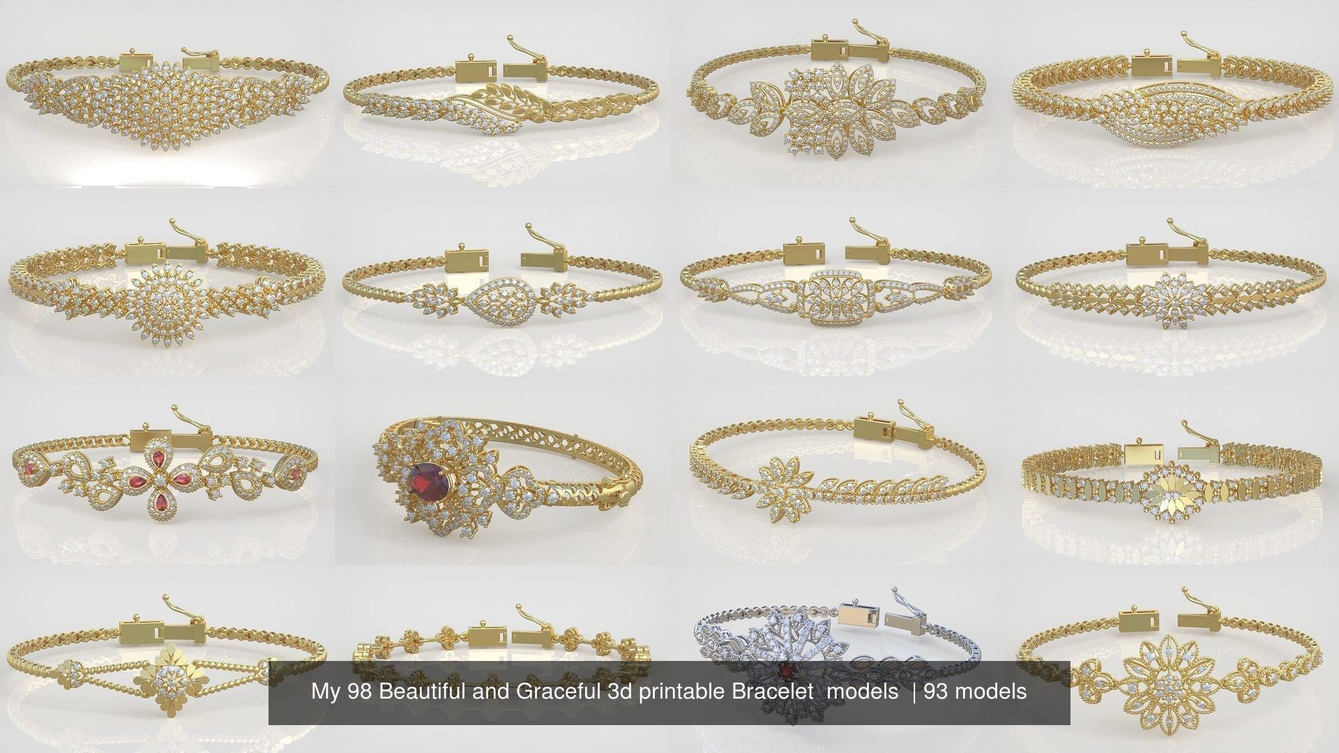 My 98 Beautiful and Graceful 3d printable Bracelet  models  3D Model Collection_33
