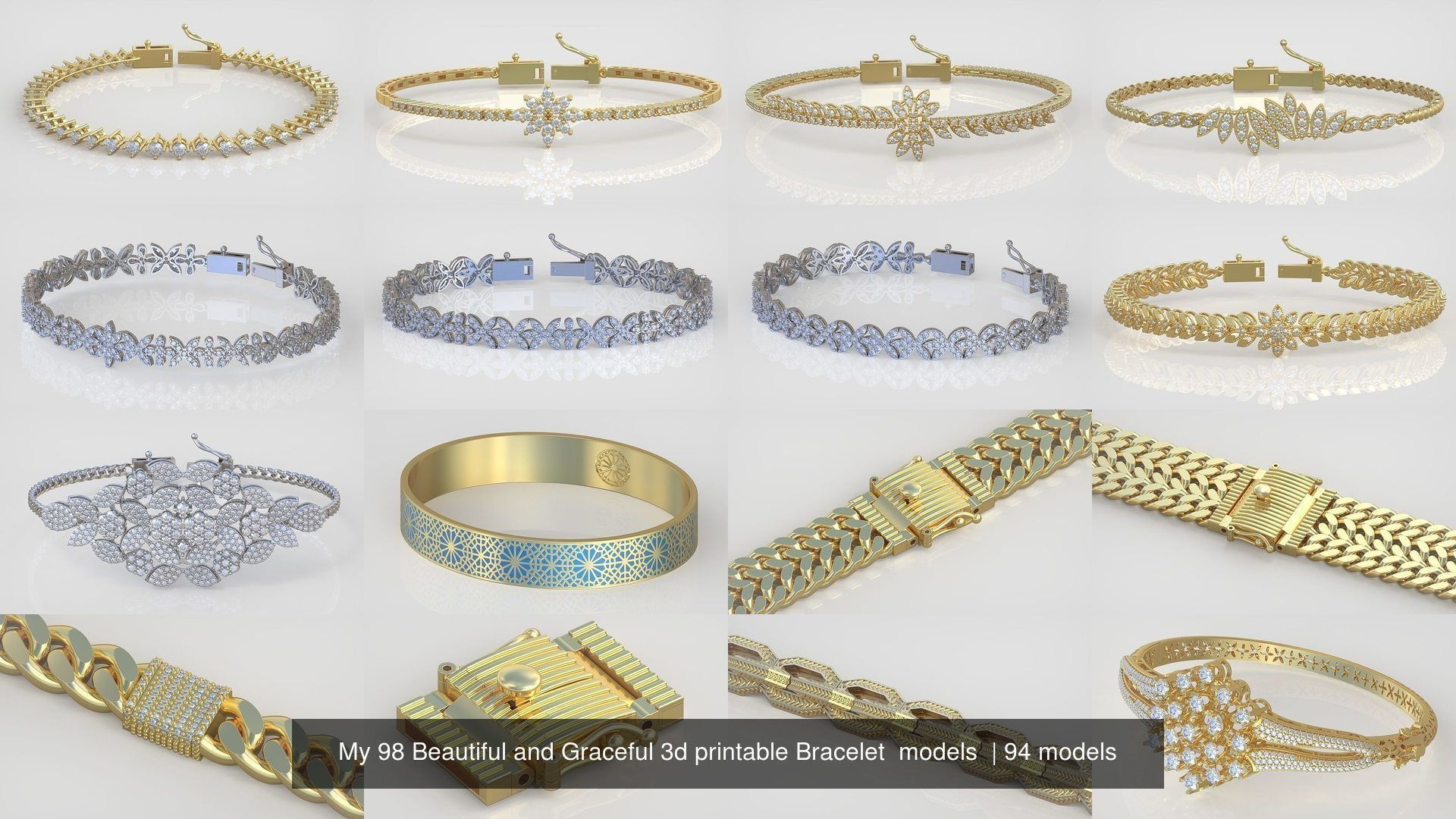 My 98 Beautiful and Graceful 3d printable Bracelet  models  3D Model Collection_39