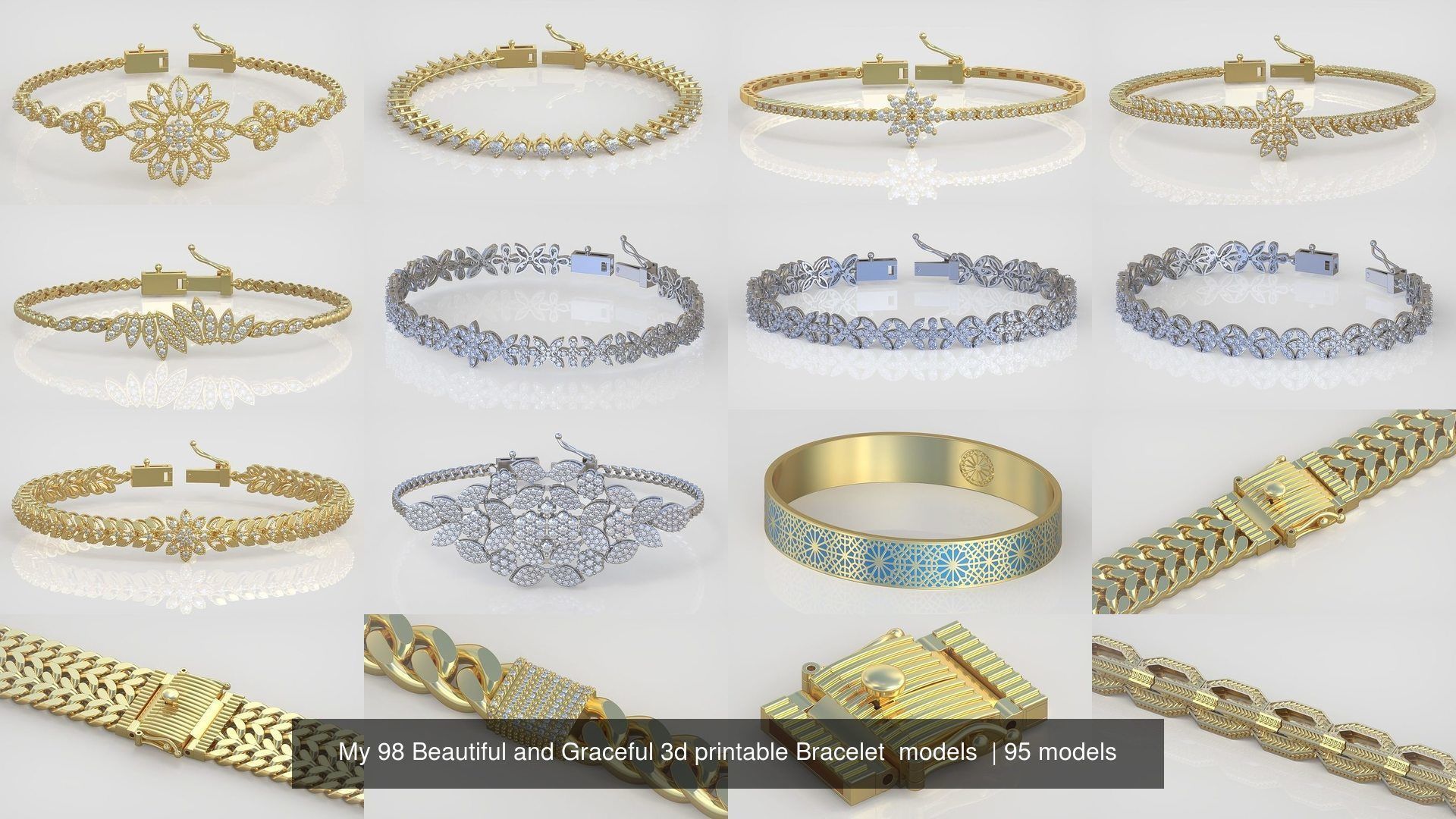 My 98 Beautiful and Graceful 3d printable Bracelet  models  3D Model Collection_38