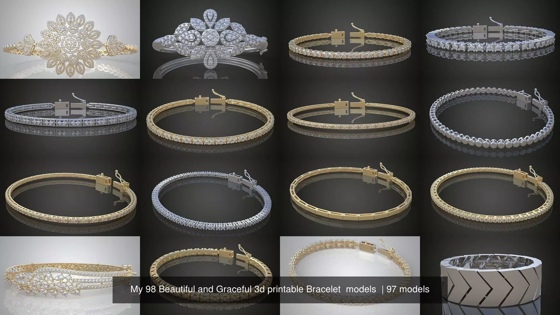 My 98 Beautiful and Graceful 3d printable Bracelet  models  3D Model Collection_0
