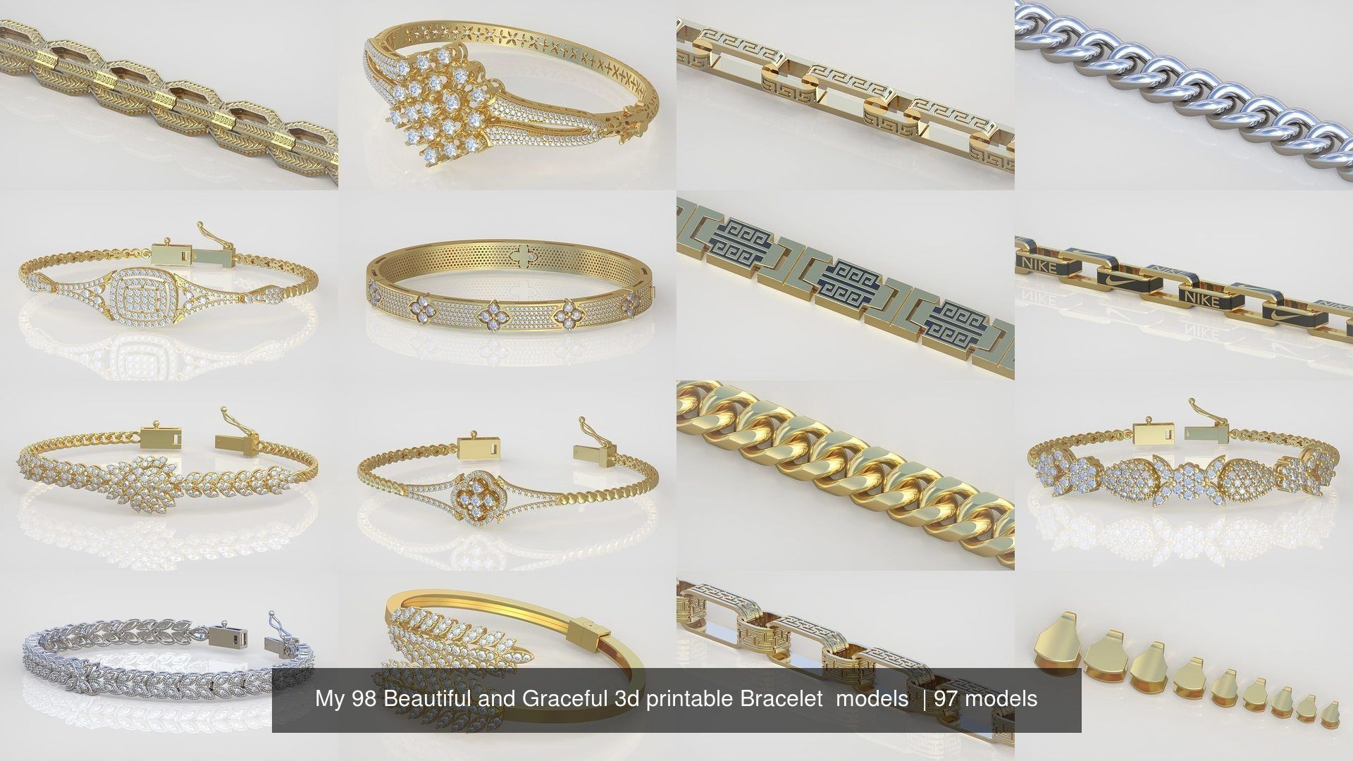 My 98 Beautiful and Graceful 3d printable Bracelet  models  3D Model Collection_44