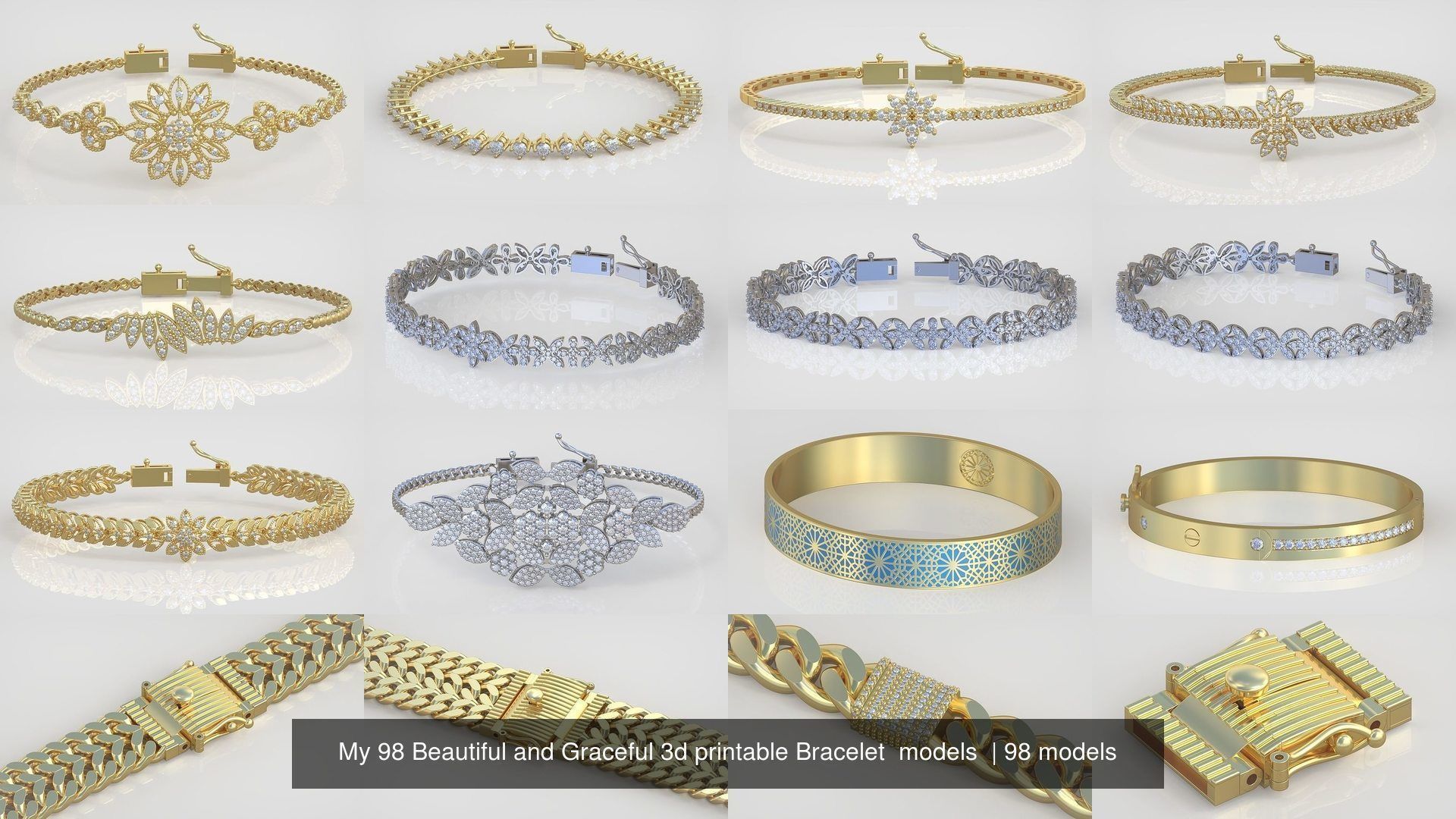My 98 Beautiful and Graceful 3d printable Bracelet  models  3D Model Collection_34