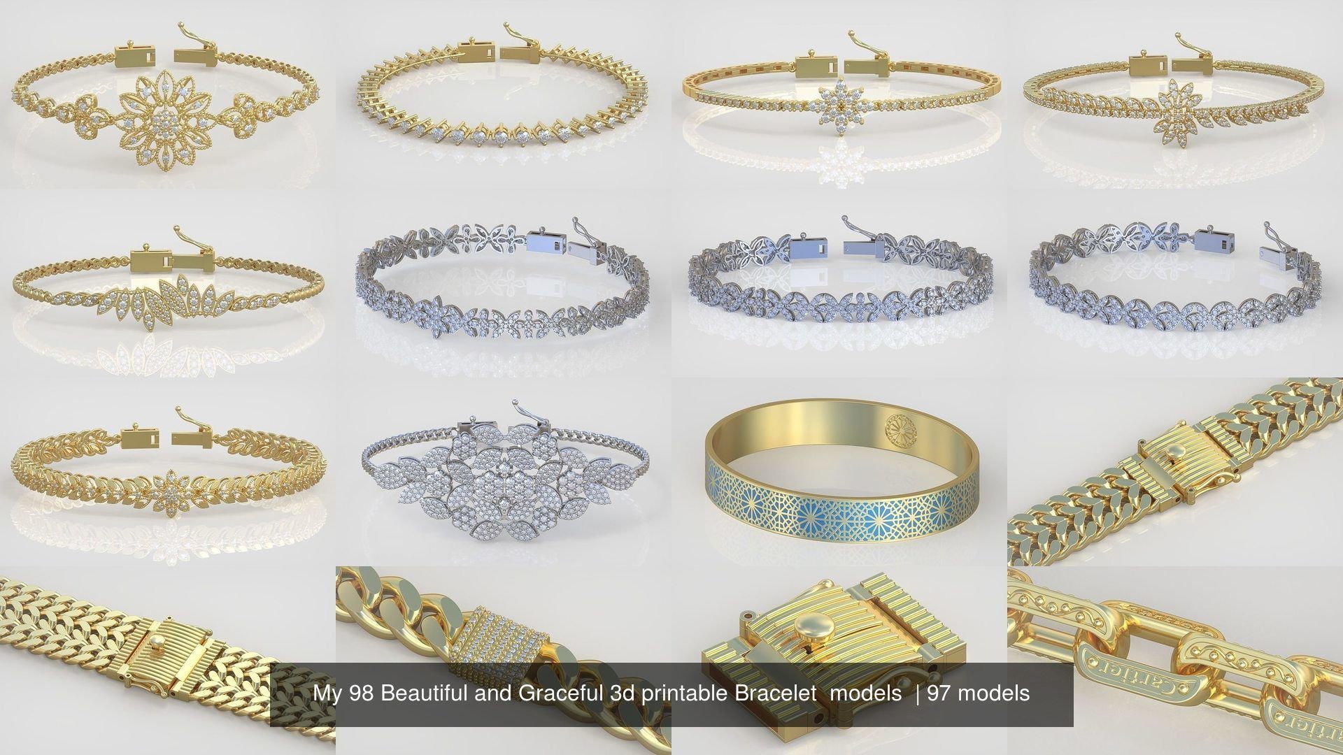 My 98 Beautiful and Graceful 3d printable Bracelet  models  3D Model Collection_36