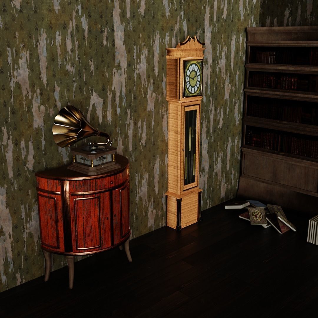 Old Table Low-poly 3D model_2