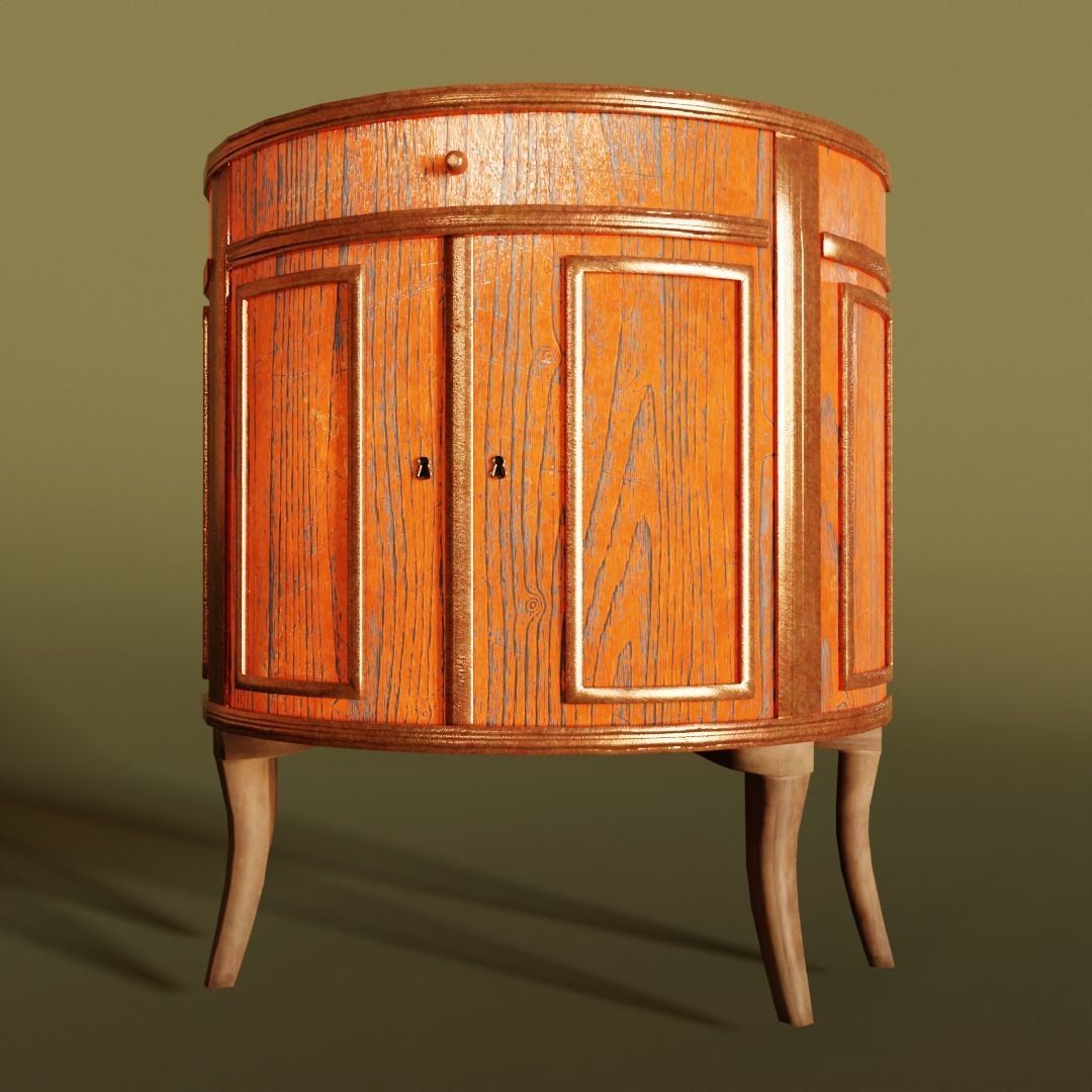 Old Table Low-poly 3D model_4