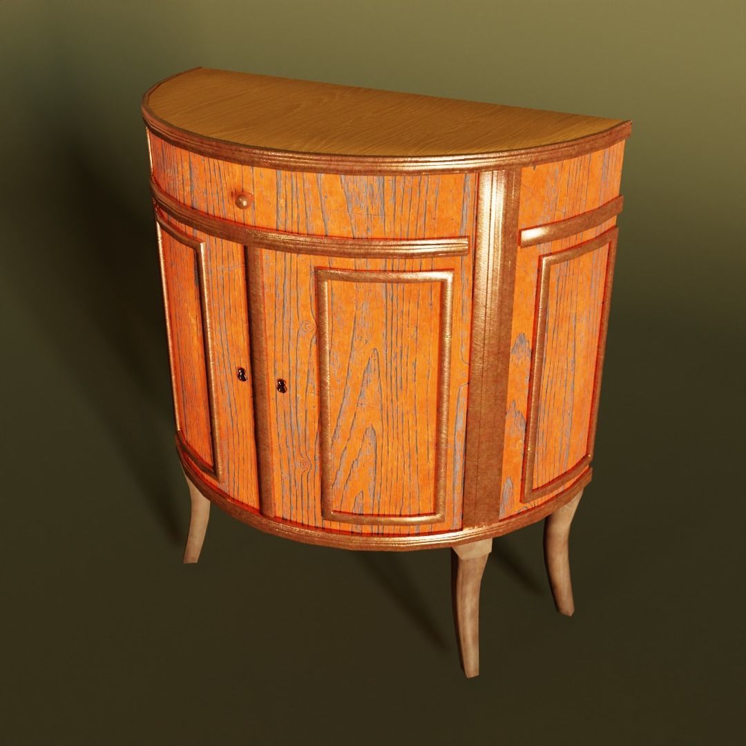 Old Table Low-poly 3D model_1