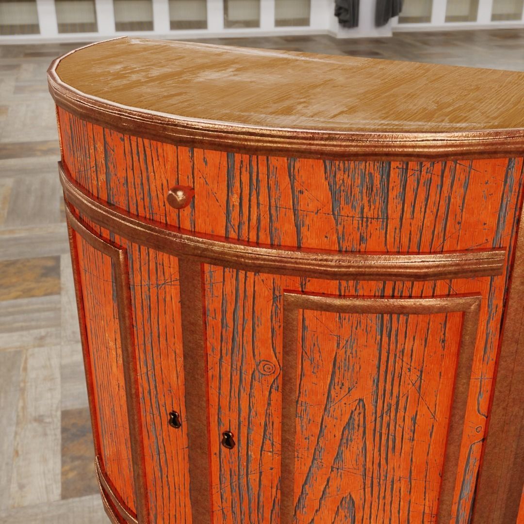 Old Table Low-poly 3D model_3