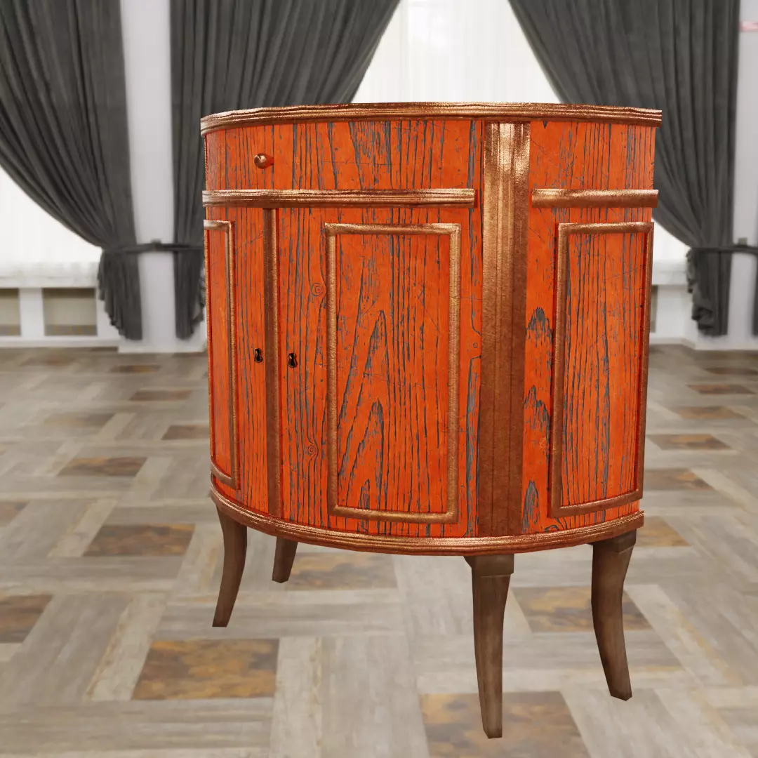 Old Table Low-poly 3D model_0