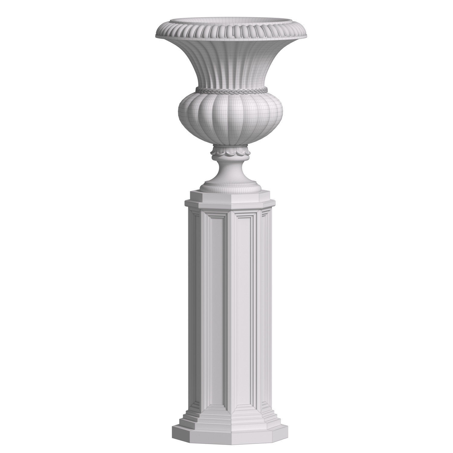Classical Vase on a Pedestal for decorating the facade 3D model_4