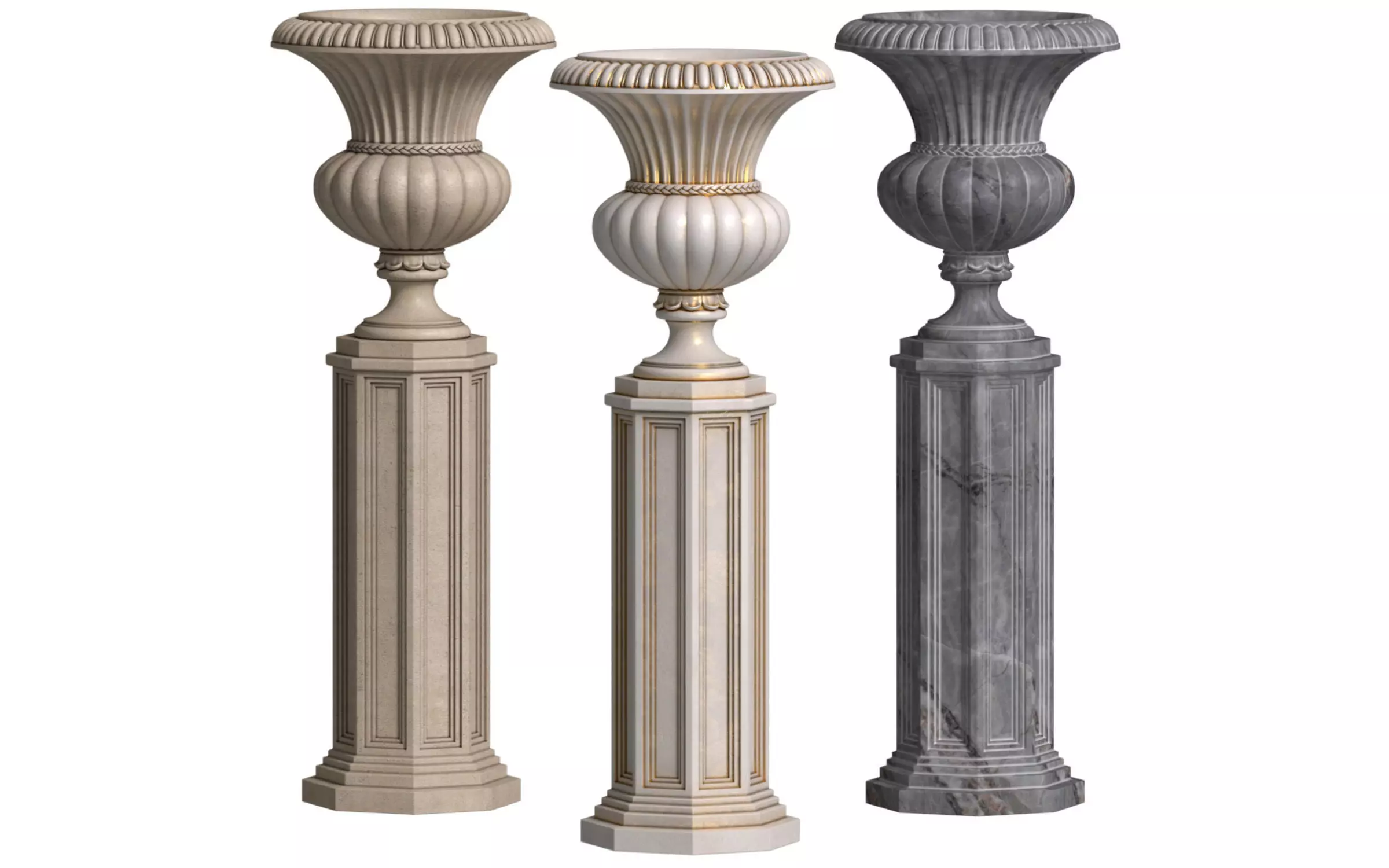 Classical Vase on a Pedestal for decorating the facade 3D model_0