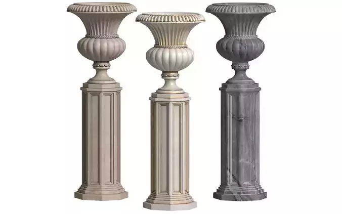 Classical Vase on a Pedestal for decorating the facade 3D model Classical Vase on a Pedestal for decorating the facade 3D model