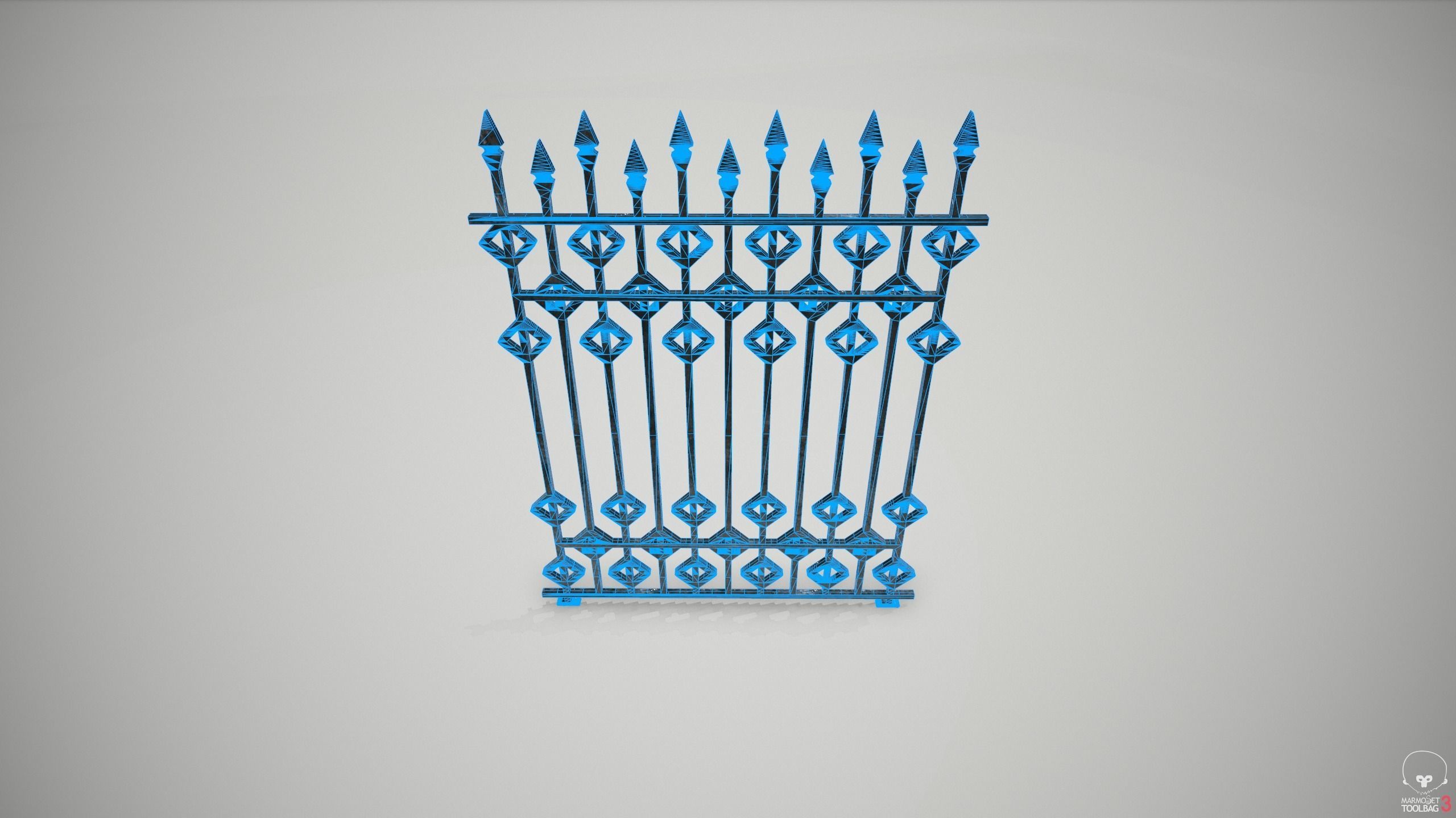 Ornate Wrought Iron Fence Design 3 Free 3D model_4