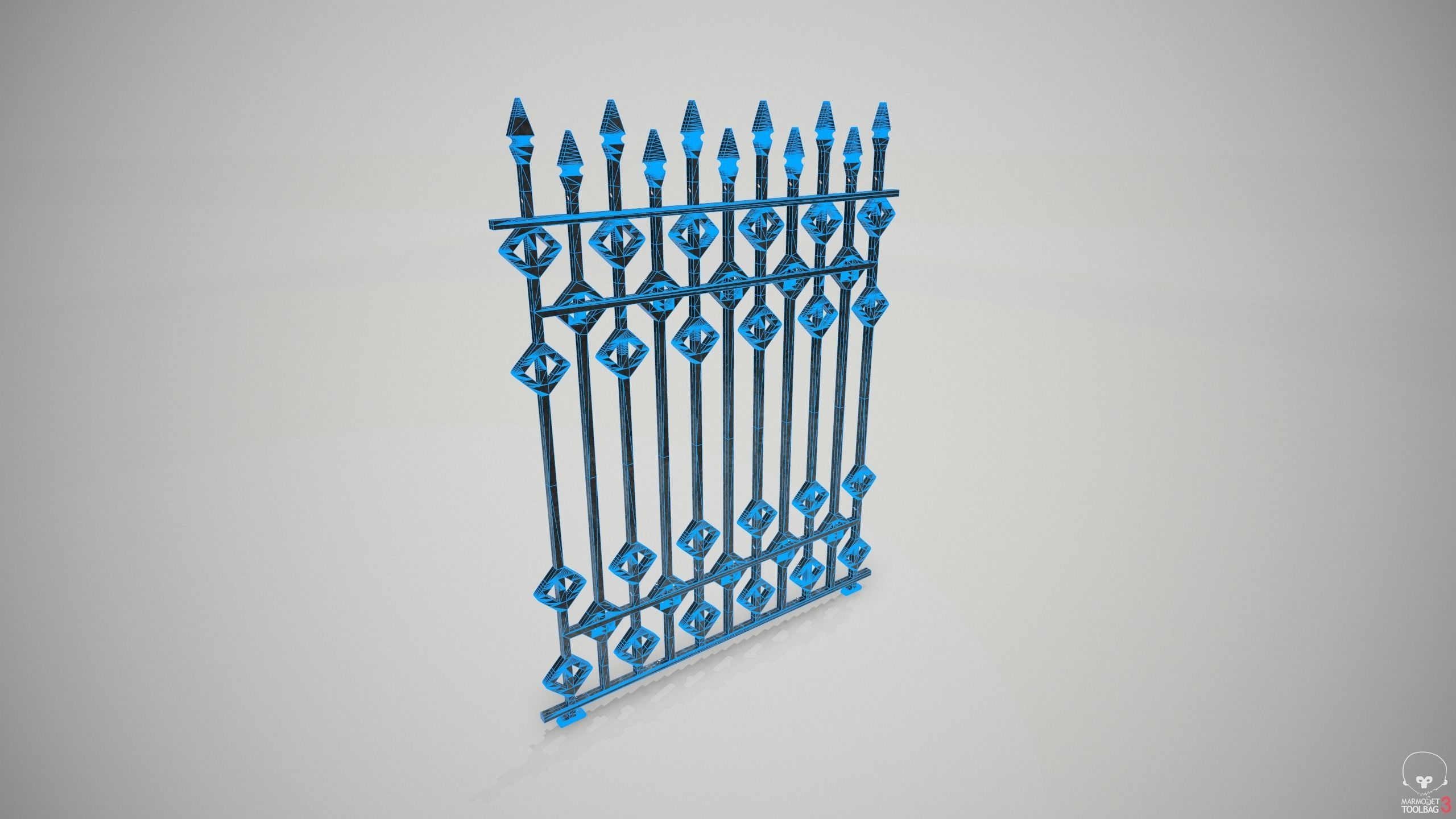 Ornate Wrought Iron Fence Design 3 Free 3D model_6