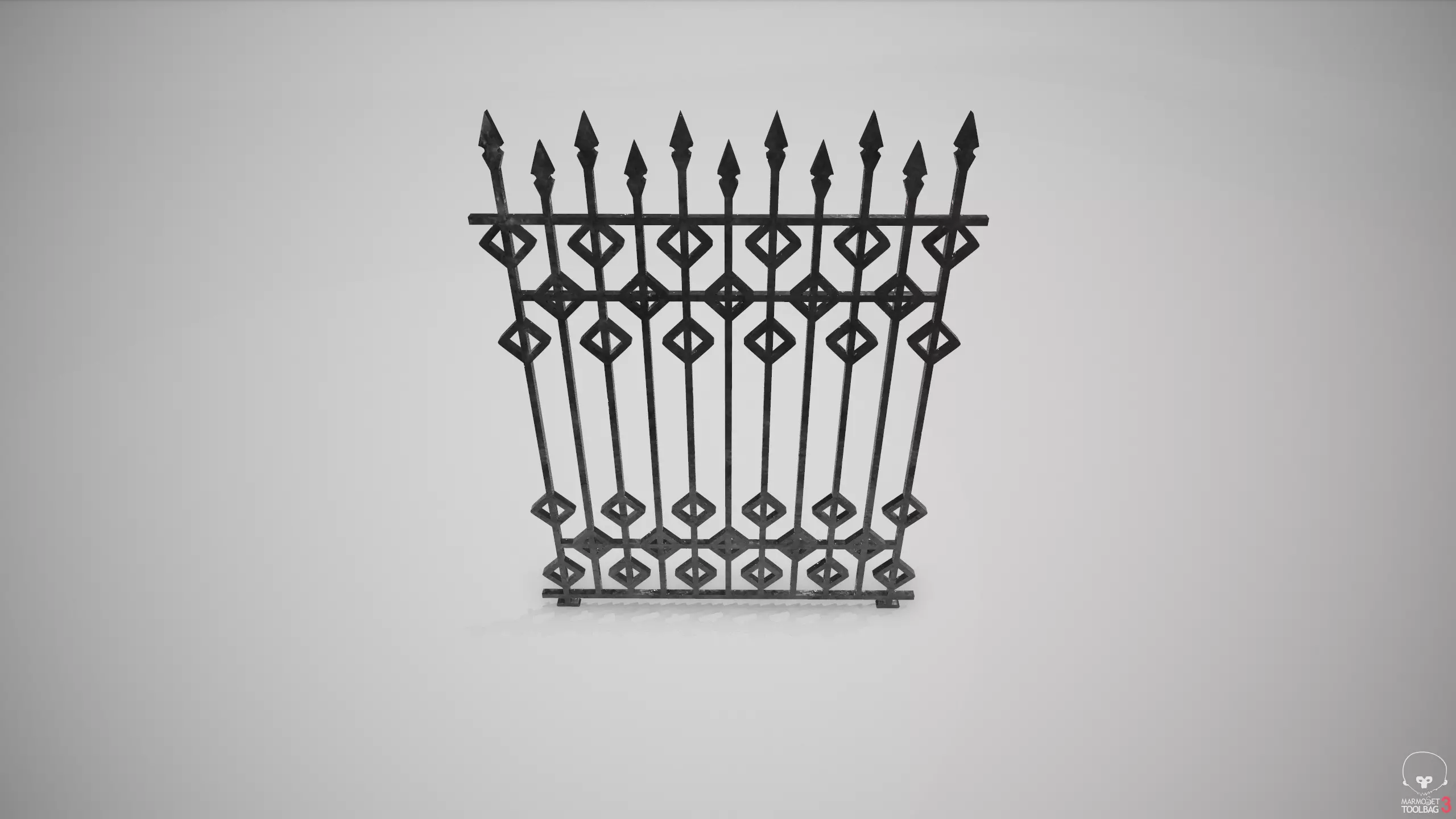Ornate Wrought Iron Fence Design 3 Free 3D model_0