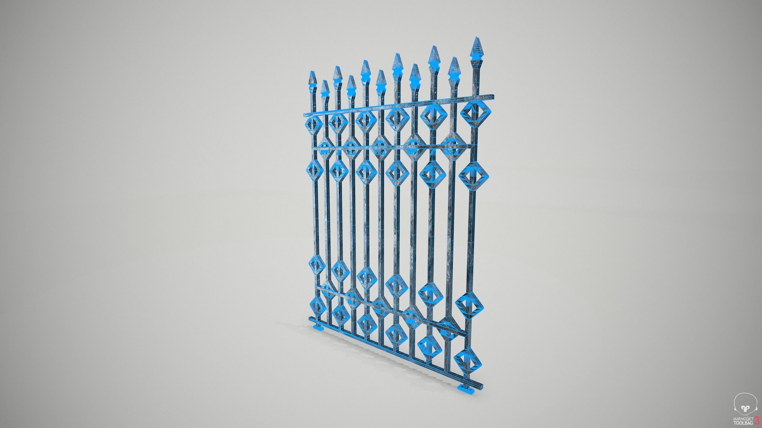 Ornate Wrought Iron Fence Design 3 Free 3D model_5