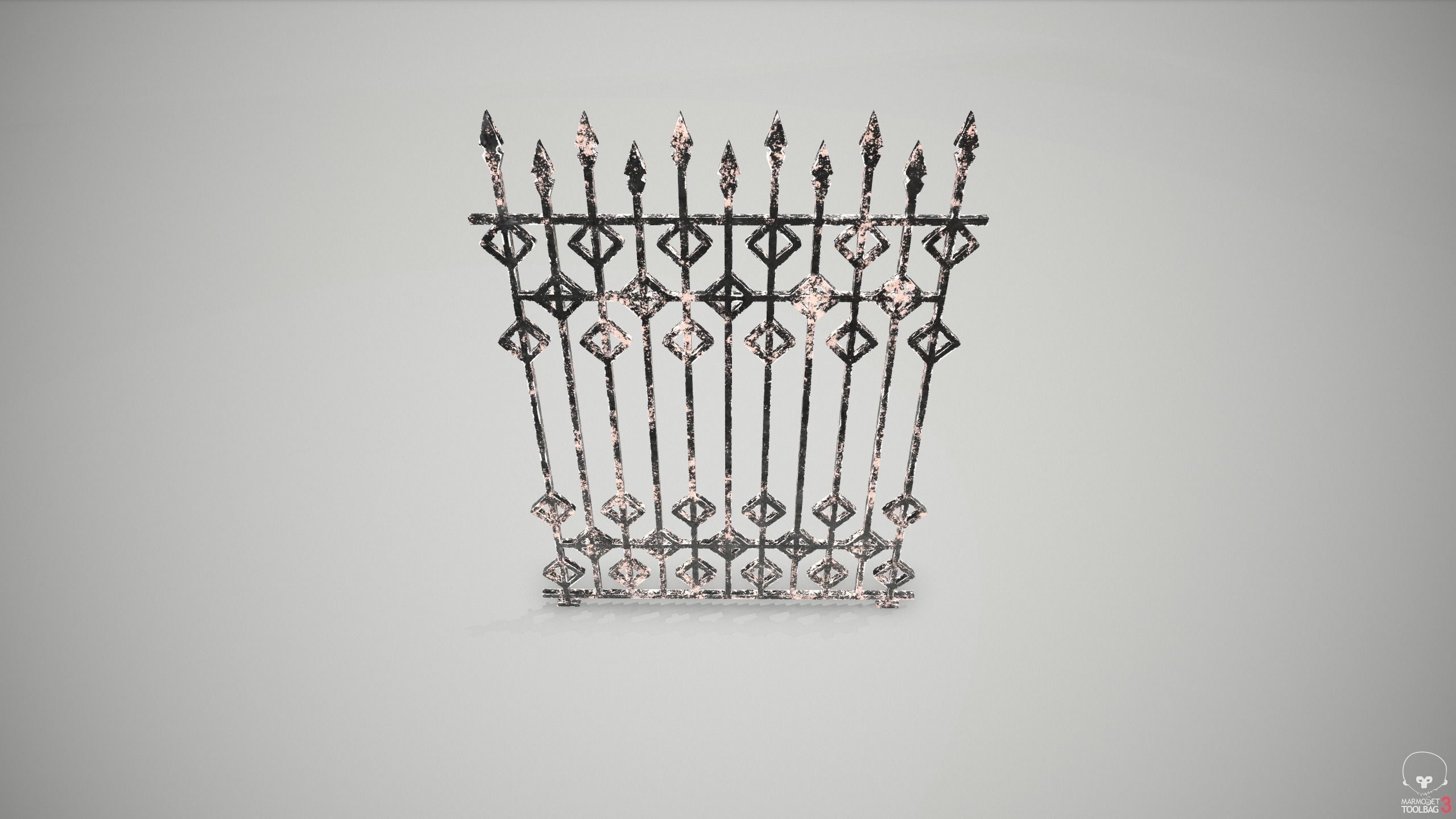 Ornate Wrought Iron Fence Design 3 Free 3D model_7